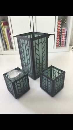 Metal/ Frosted Glass Candle Set
