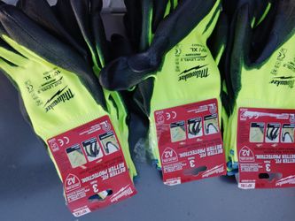 X-Large High Visibility Level 2 Cut Resistant Polyurethane Dipped Work Gloves (3-Pack