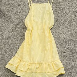 Pretty Little Thing Yellow And White Striped Dress Size 2