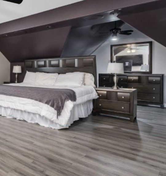 FREE — Ashley “Kira” Bedroom Set (Dresser + Mirror, Tall Chest, 2 Nightstands, Headboard)