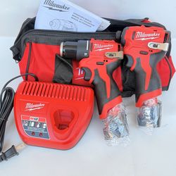 Milwaukee M12 12-Volt Lithium-Ion Brushless Cordless Subcompact Drill and Impact Driver Combo Kit w/2 Batteries and Bag (2-Tool