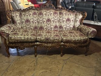 Victorian Style Carved Wood Sofa