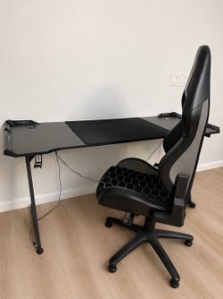 Gaming Desk w/LEDs and Gaming Chair