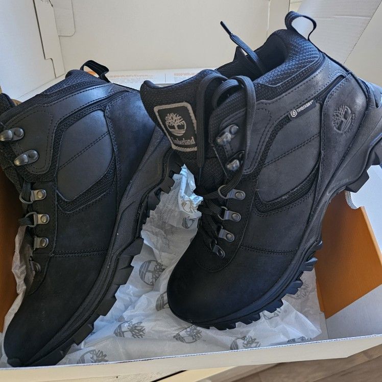 Timberland Men's Mt. Maddsen Waterproof Mid Hiking Boot Shoes - Black Full Grain Sz. 9.5 Mens