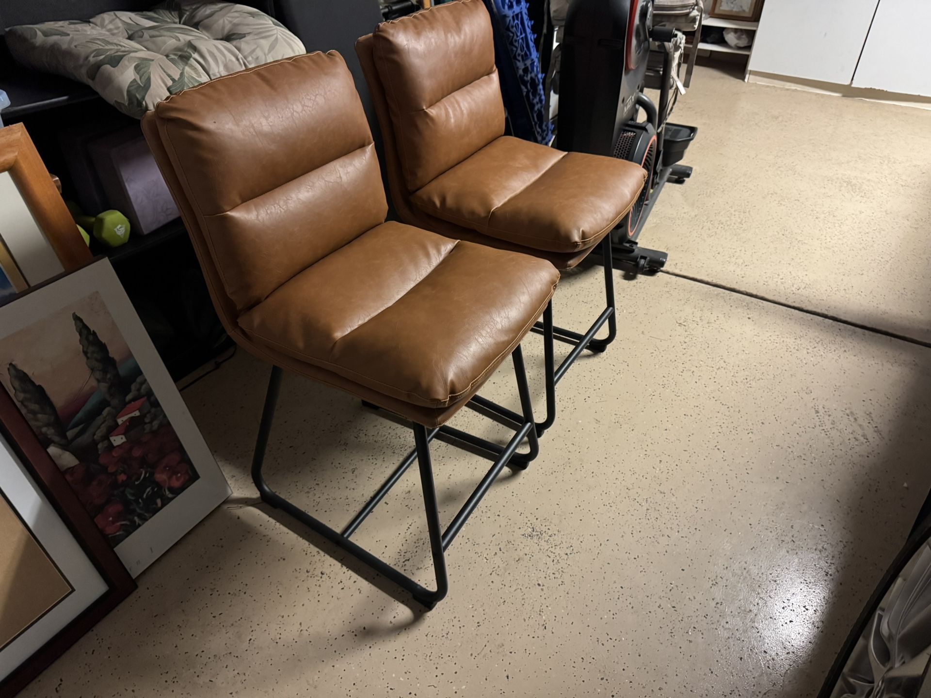 Leather Bar Stools (2) Like New