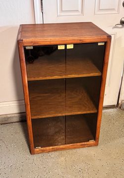 Vintage solid Wood Media Cabinet with Glass Doors