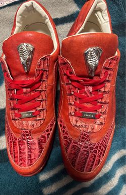 Fennix Red Leather Crocodile Sneakers