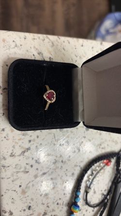 14k red heart ring