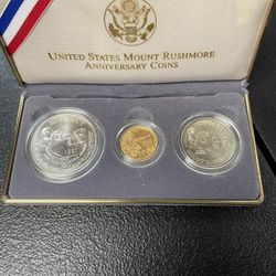 1991 Gold & Silver US Mint Mount Rushmore 3 Coin Set