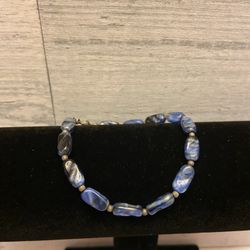 Vintage Blue Agate Glass Bracelet 