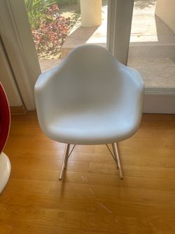 Eames-Style White Shell Rocking Chair