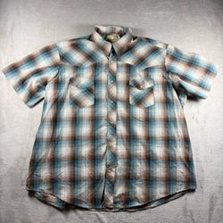 Wrangler Western Shirt Men’s 2XL Plaid Striped Pearl Snap Cowboy 90s #11A