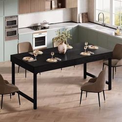 Farmhouse Dining Table for 4-6 People, 55 Inches