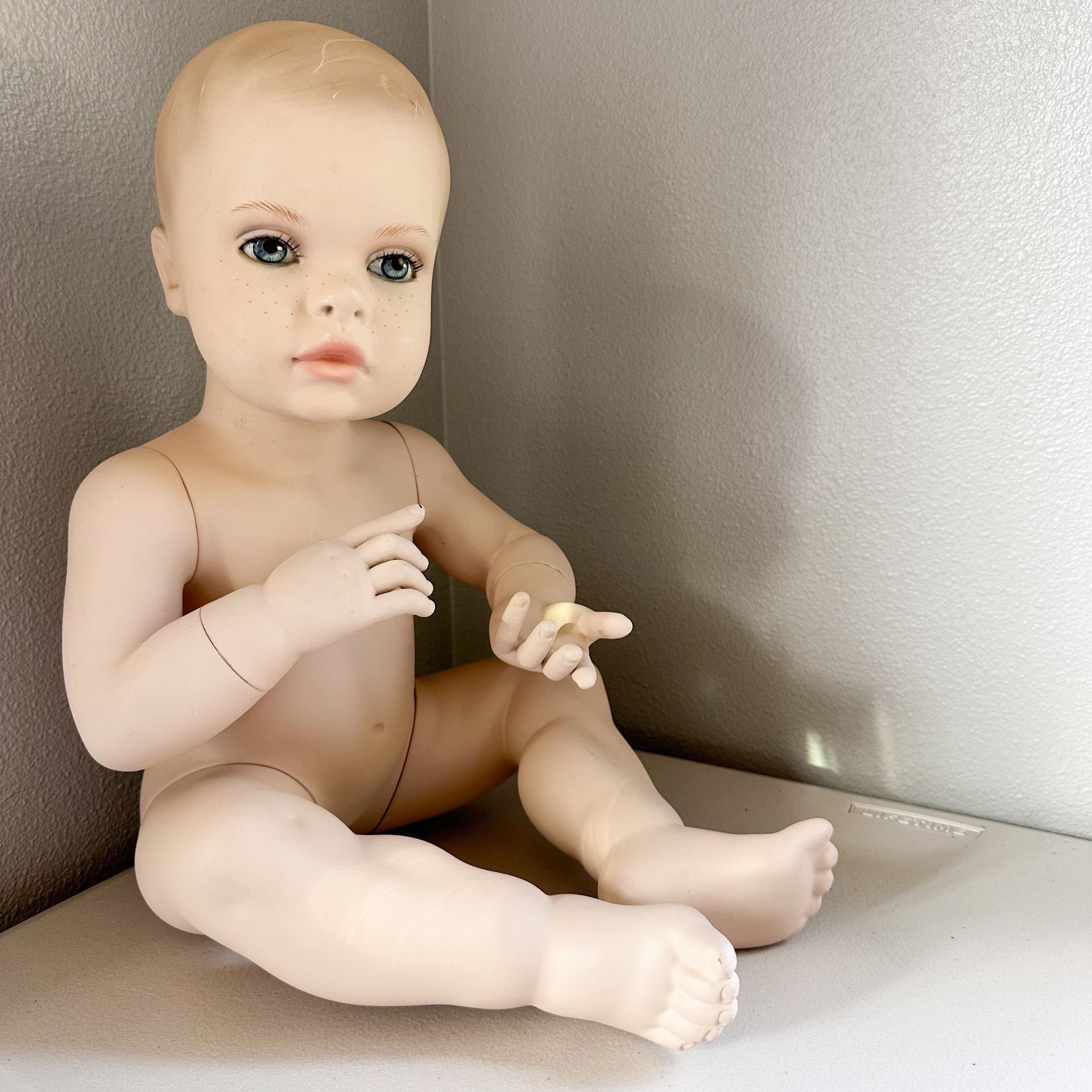 Vintage Baby Toddler Mannequin Unisex Boy Girl Removable Arms Legs Hand Painted Real Lashes WOW