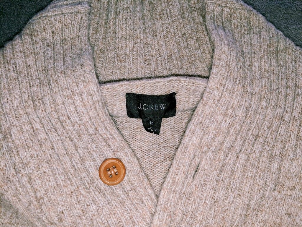 J.Crew Rugged Merino Wool Two-Button Shawl-Collar Pullover For Men