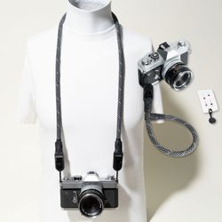 Camera Strap Neck or Wrist Peak Design Anchors Quick Release Black & White Checkered Rope