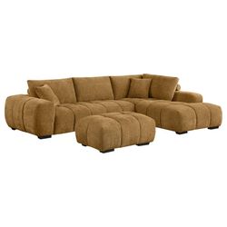 Upholstered Sectional Sofa With Ottoman Set Amber