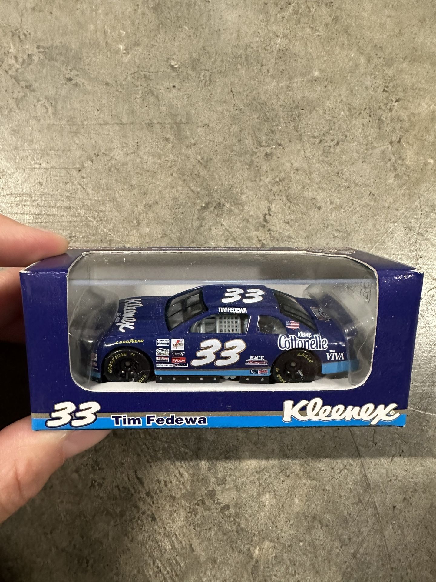 Vintage NASCAR 33 Tim Fedewa Kleenex Cottonelle Kimberly-Clark Collectible Toy Car 1:64 scale