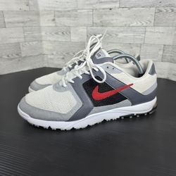Nike Air Range Golf Shoes Cleats White Grey Red 418541-161 Size 10.5