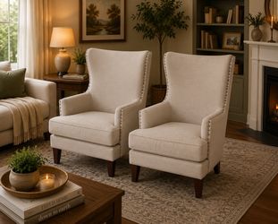 Red Barrel Studio Kegan Accent Chairs with Chrome Nails - Pair