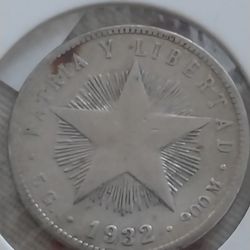 1932 Sliver Cuban 20 Cent Coin