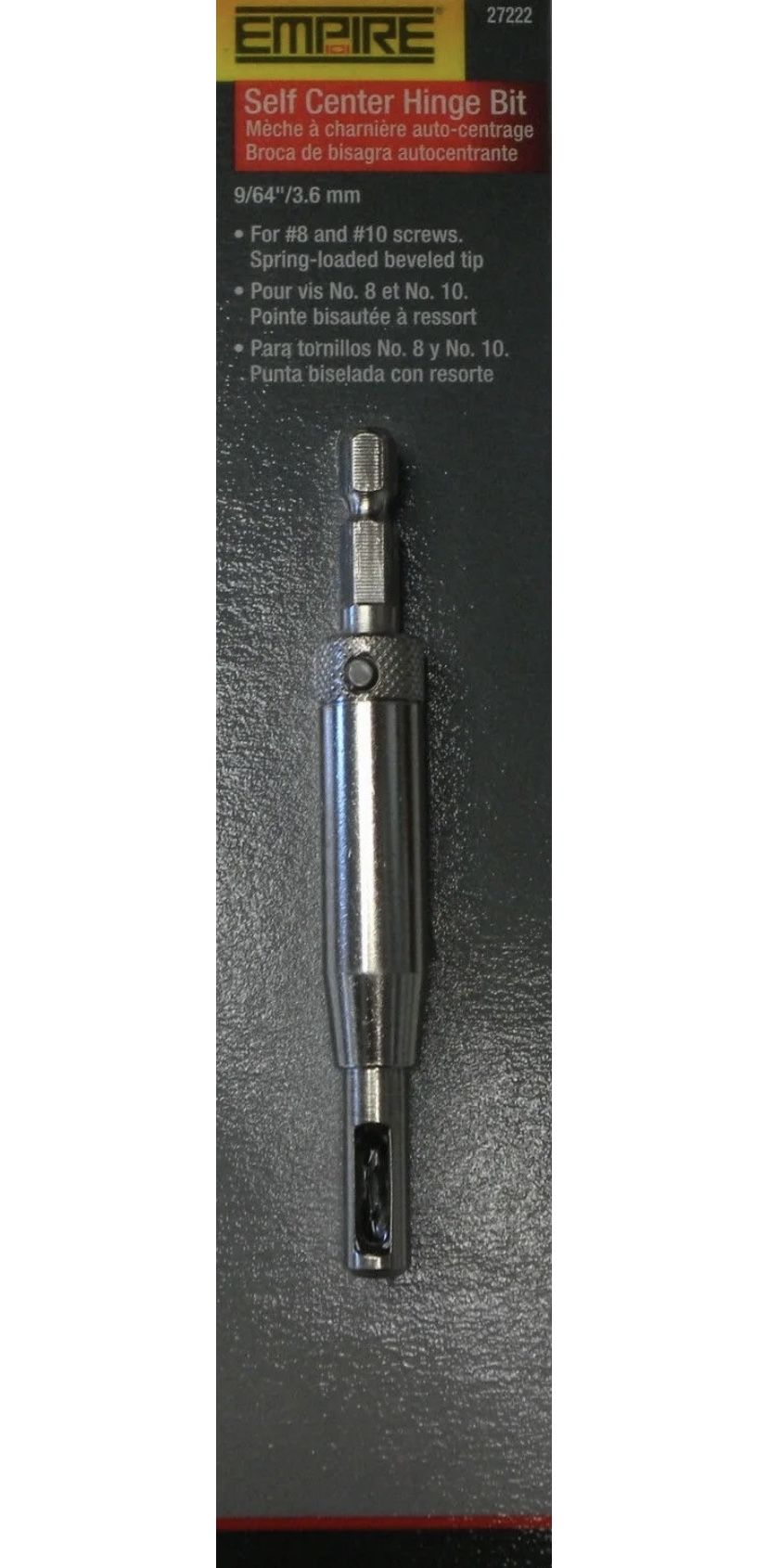 Empire 27222 9/64" Self Centering Hinge Bit #8 & #10