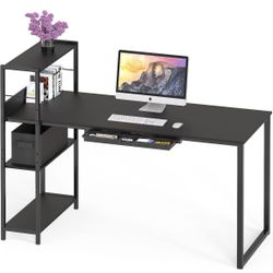 Black Desk With Shelves 