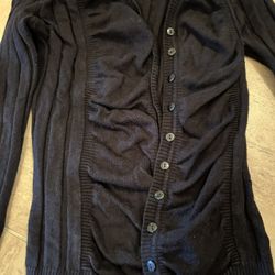 Black Women’s Say What Size Large Long Sleeved Button Down Cardigan 