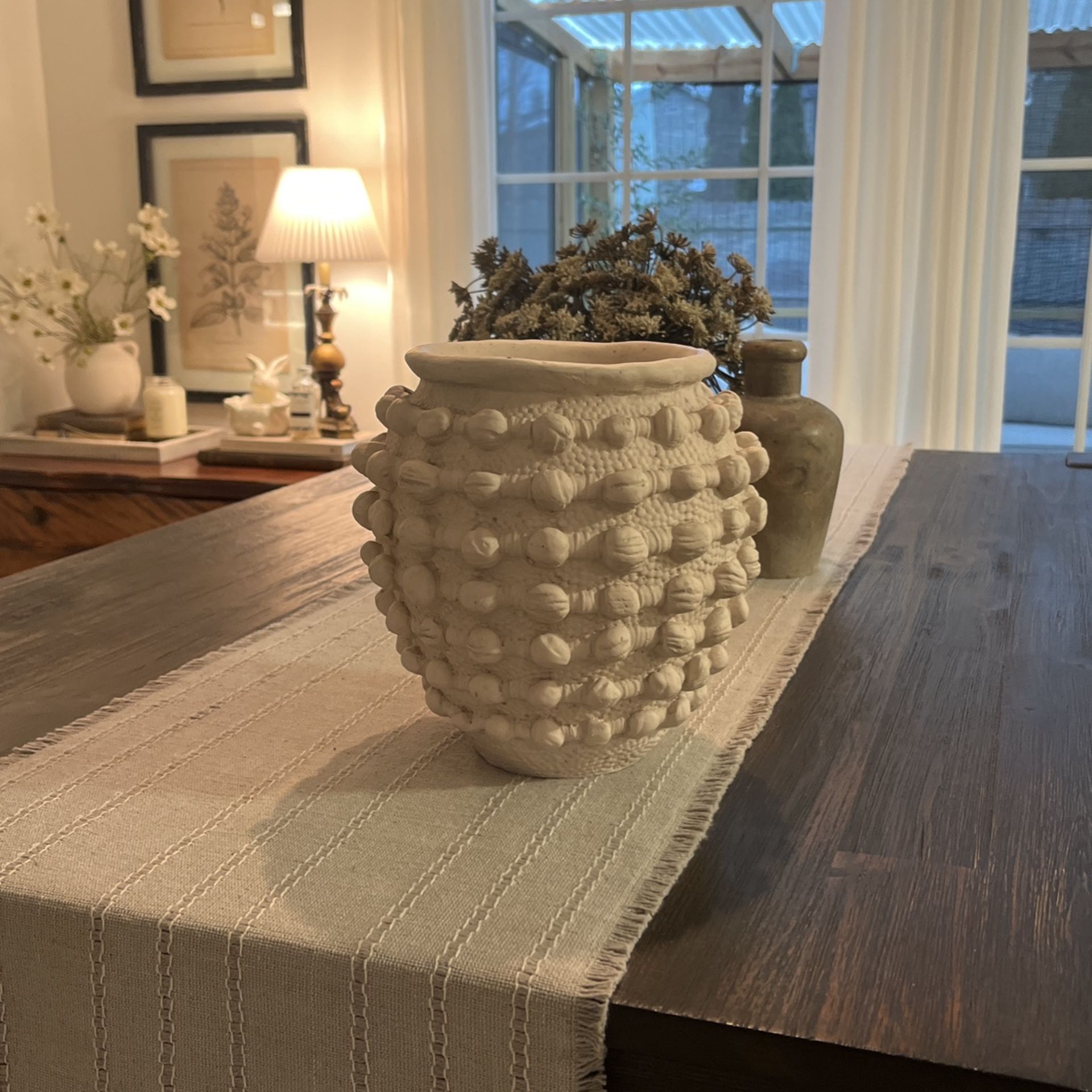 Beige Cream Anthropologie Minka Dupe Pottery Vase Planter TEXTURE