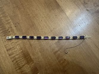 14k yellow gold antique/vintage amethyst bracelet