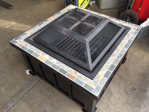 Hampton Bay Devonport 30 In X 21 25 In Slate Fire Table In Oil