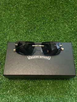 Chrome Hearts Rimless Black & Gold Sunglasses – Complete Set