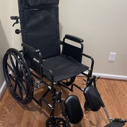 Drive Medical Silver Sport Fully Reclining 18" Wheelchair w/ Elevating Leg Rest