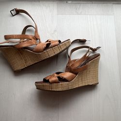 Leather Strap Wedges Size 8