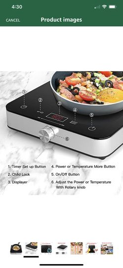 COOKTRON 1800W 120V Portable Double Burner Electric Induction Cooktop  w/Knobs