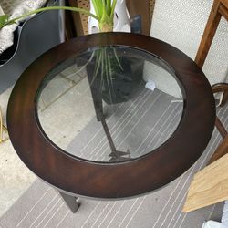 Dark Wood And Glass Side Table