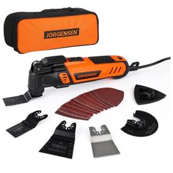 JORGENSEN Oscillating Tool 5°Oscillation Angle, 4 Amp Oscillating Multi Tools Saw, 7 Variable Speed with 16-piece Electric Multitool Blades & Carrying