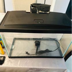 Complete 10 Gallon Glass Aquarium With Filter,  Hood And Food