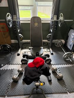 Gym bench and rack