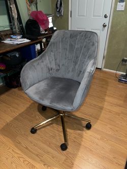 Sinda Modern Grey Velvet Swivel Office Chair