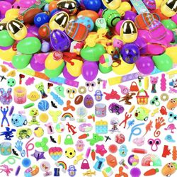 200 Pcs Prefilled Easter Eggs with Assorted Toys Inside,Basket Stuffers Easter Fillers,Easter Toys Bulk,Easter Egg Hunt Supplies,Prizes Classroom Even