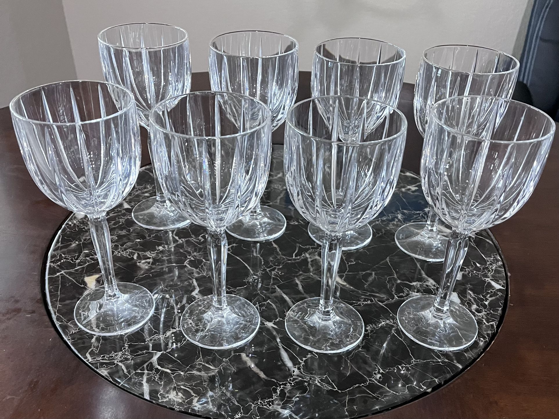 8 Waterford Marquis OMEGA Crystal all-purpise wine goblets / glasses.