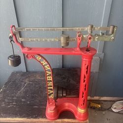 Antique Fairbanks Cast Iron Imperial Platform Balance Scale Completed Red