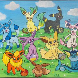 Pokemon  Eevee Evolutions Painting -Made To Order