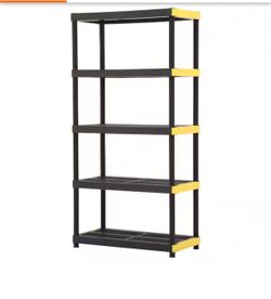 HDX 5-Tier Easy Assembly Multi-purpose Plastic Garage Storage Shelving Unit in Black
