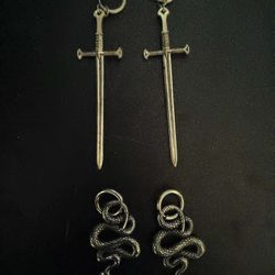 Snake And Sword Earrings 