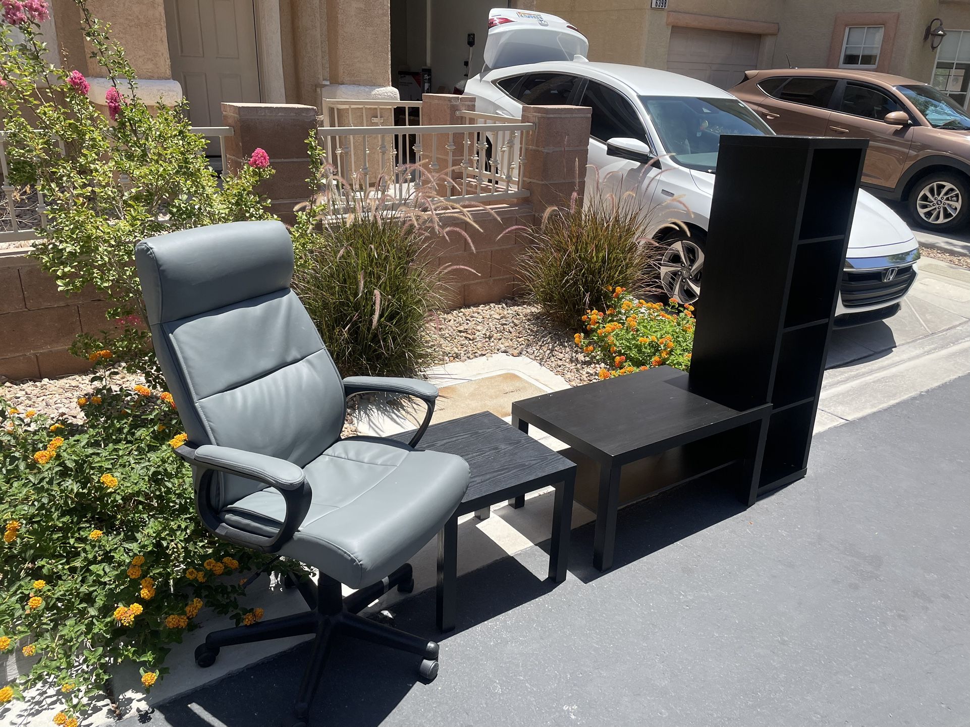 Free Bookshelf, Coffee Table, End Table, and Office Chair