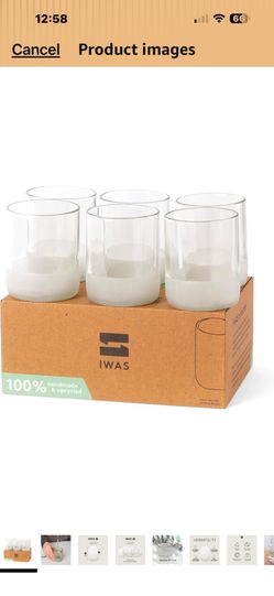 IWAS Upcycled Clear Drinking Glasses | 250 ML | 8.45 OZ | Set of 6 | Sustainable Water Glasses | Environmentally Friendly Clear Glasses For Home