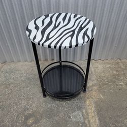 Zebra Print Round Side Table