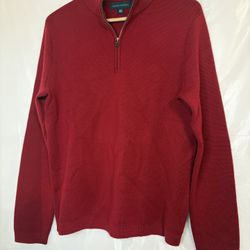 Banana Republic Italian Yarn Wool Sweater Quarter Zip Red Men's Jumper Size S